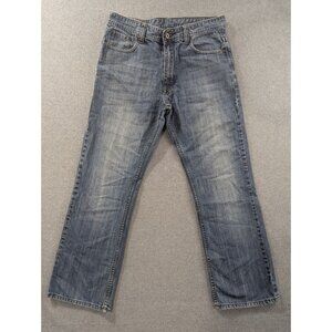 Flypaper Jeans Mens Size 32x32 Blue Classic Boot Embroidered Faded Whiskers Y2K